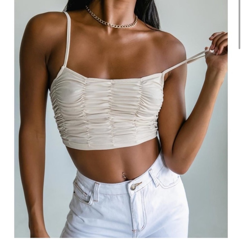 Adrienne top beige ruched princess polly size 6